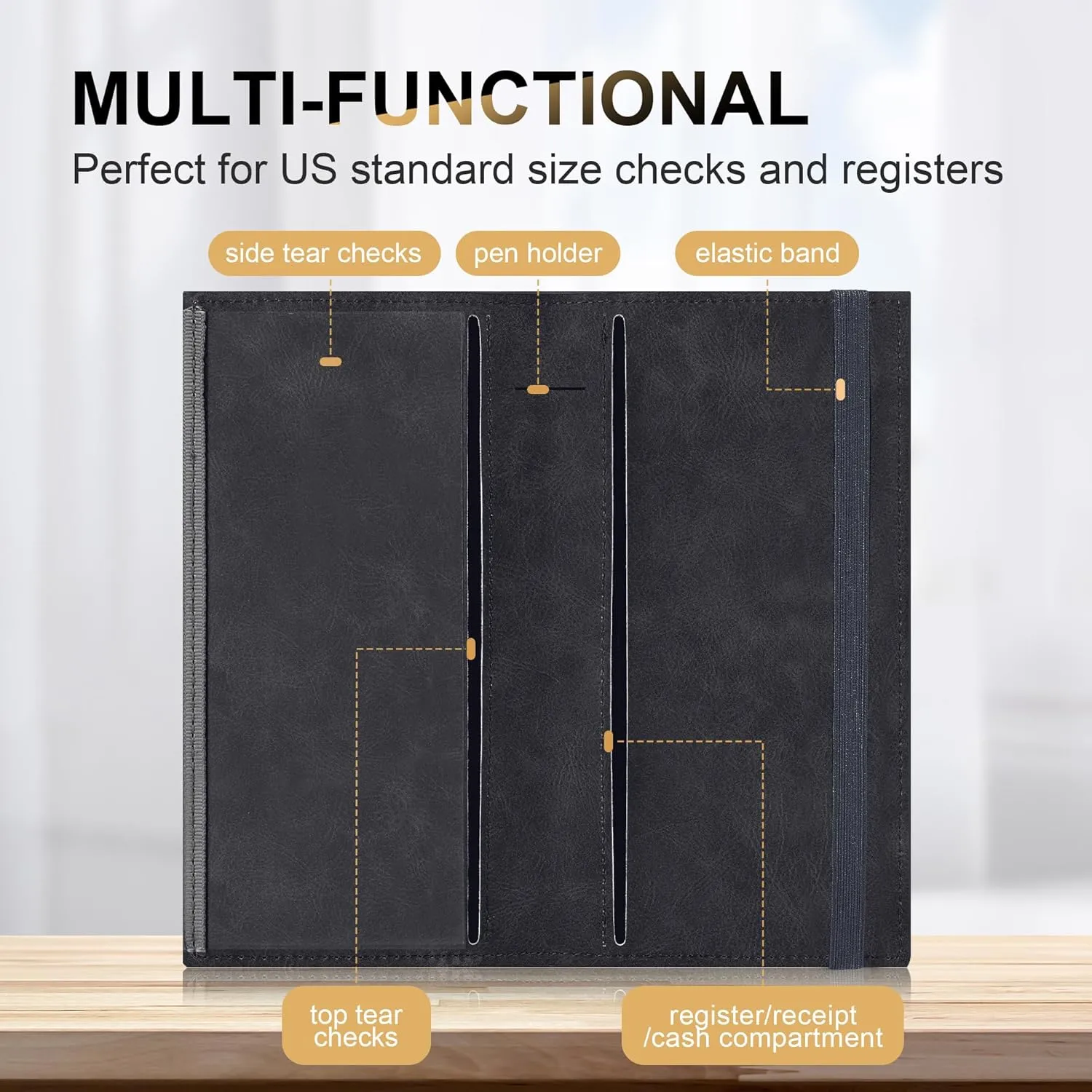 CASMONAL Checkbook Covers for Personal Checkbook Holder RFID Premium Vegan Leather Checkbook Cover for Duplicate Checks