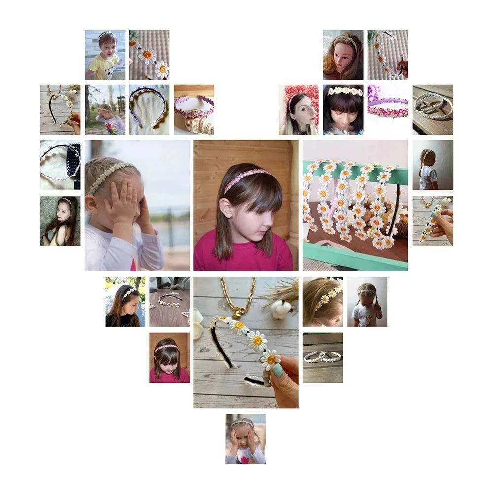 Chic Daisy Flower Hair Bands, Satin and Plastic, Floral Embroidery, Comfortable and Versatile for All Seasons, Perfect for Any Occasion