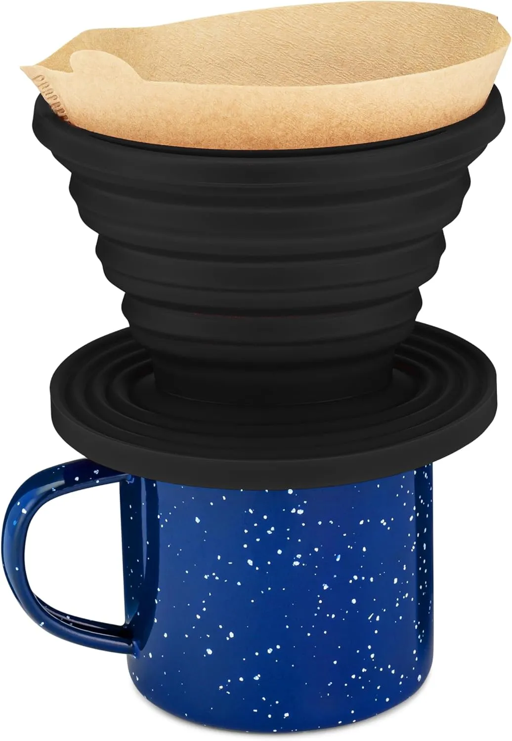 COLETTI Sierra Pour Over Coffee Dripper  Collapsible Pour Over Coffee Dripper  Includes Pack of Paper Filters [Black, Pack of 1]