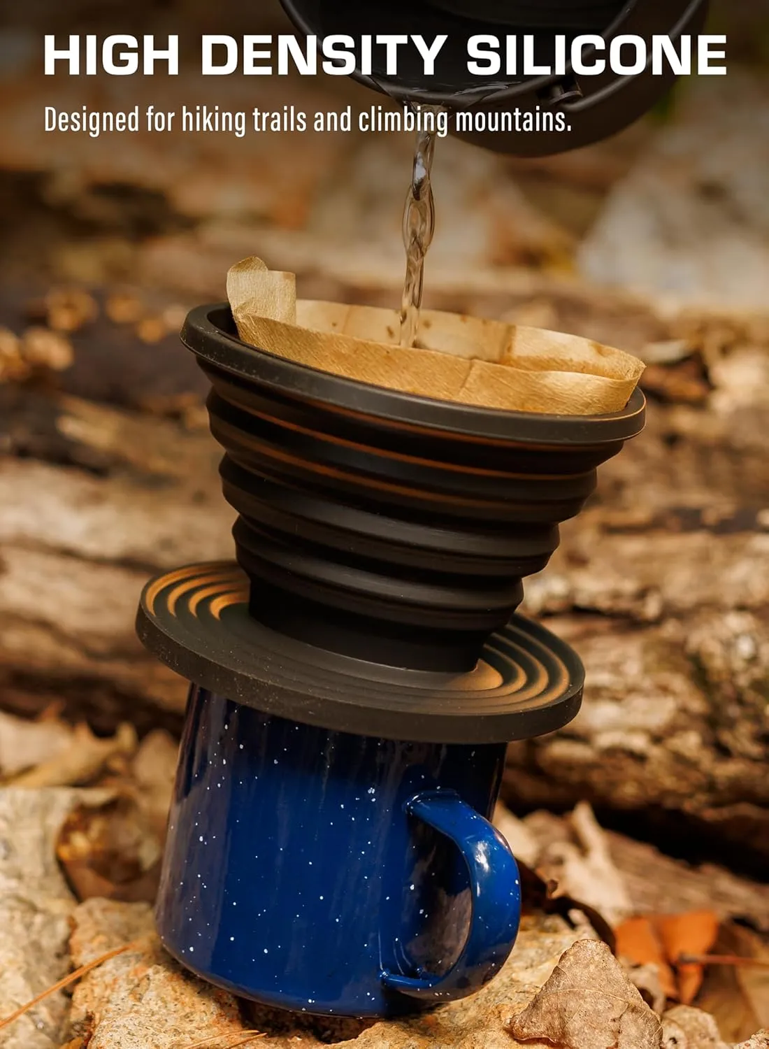 COLETTI Sierra Pour Over Coffee Dripper  Collapsible Pour Over Coffee Dripper  Includes Pack of Paper Filters [Black, Pack of 1]