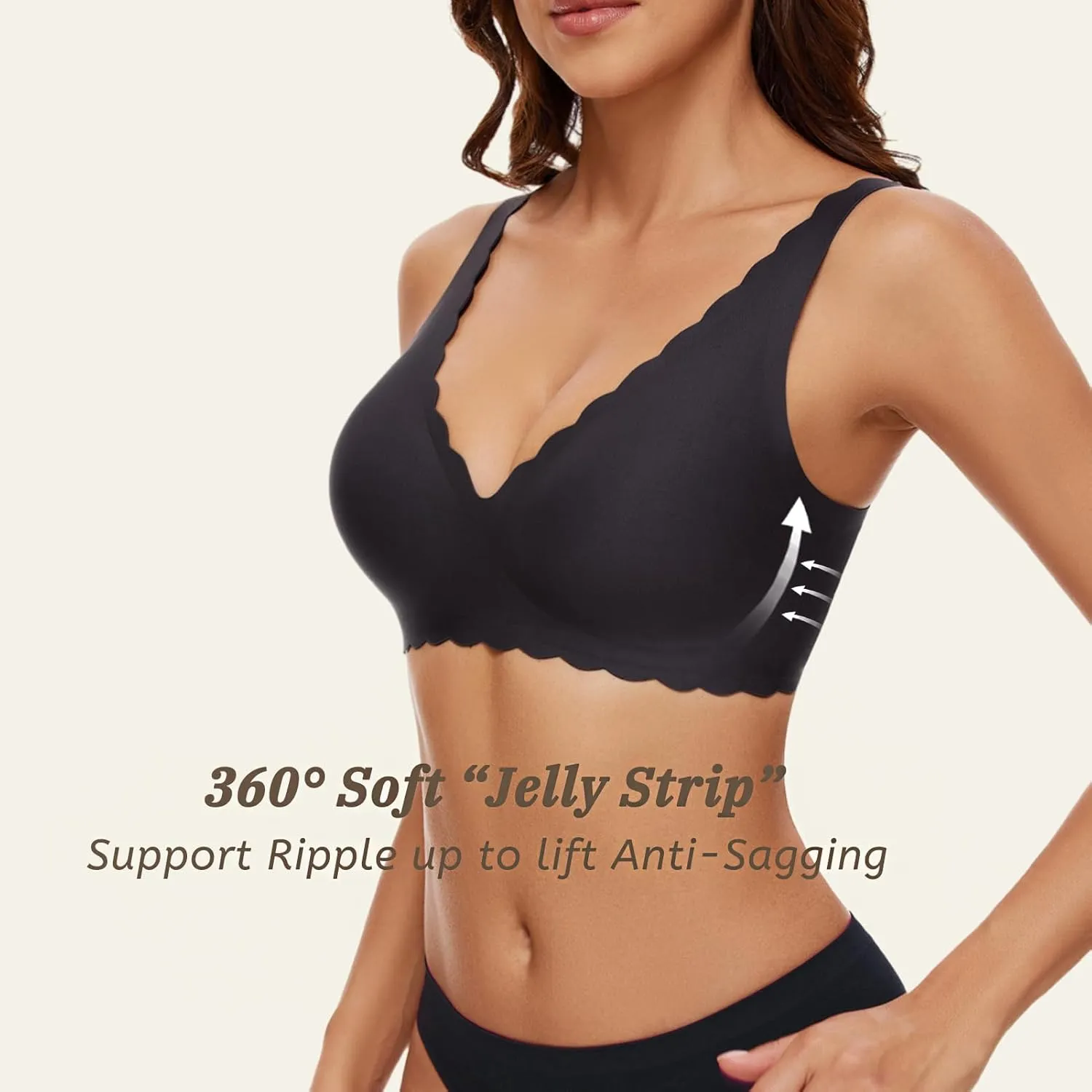 Deep V Petal Bras for Women No Underwire Soft Wireless Bras Comfort Seamless Bralettes with Extender