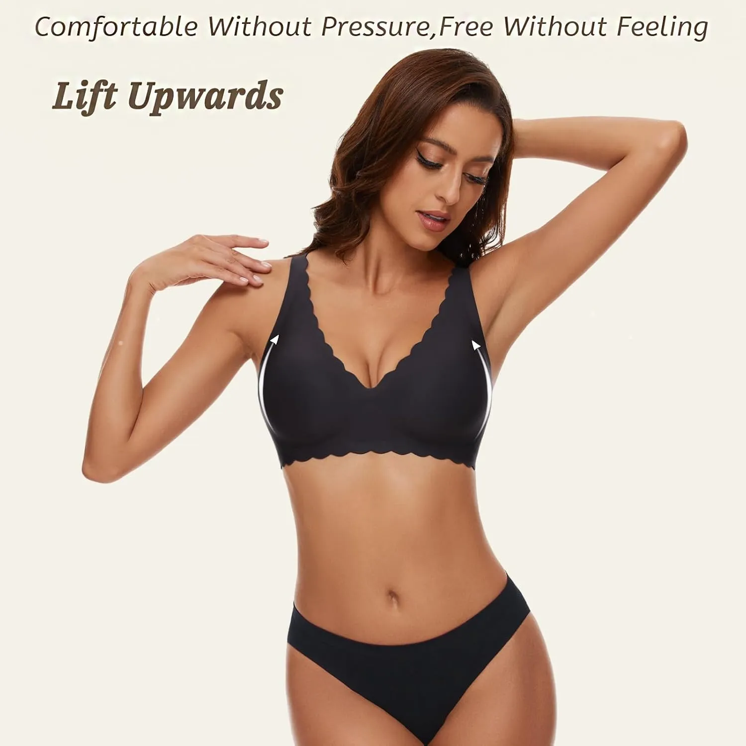 Deep V Petal Bras for Women No Underwire Soft Wireless Bras Comfort Seamless Bralettes with Extender