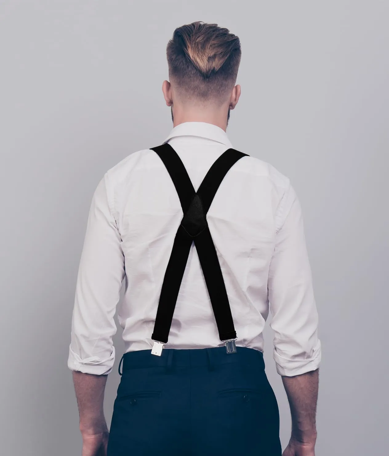 Dibi Mens Heavy Duty Suspenders Adjustable 2 Inch Wide X Back with Strong Metal Clips