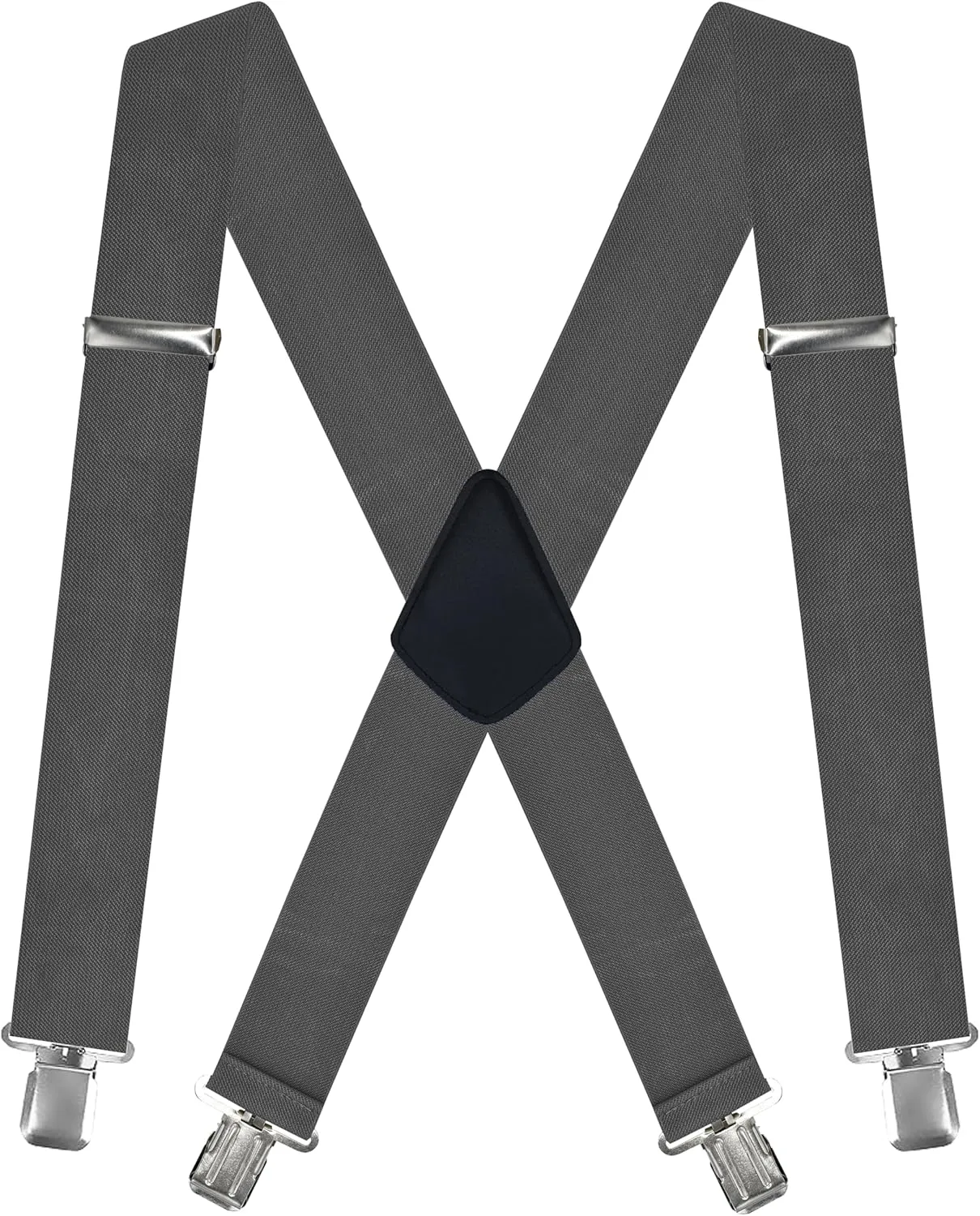 Dibi Mens Heavy Duty Suspenders Adjustable 2 Inch Wide X Back with Strong Metal Clips