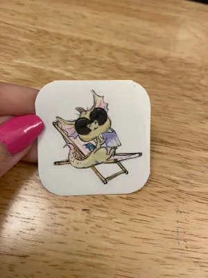 Dragon with Glasses sticker, Cute Dragon Sticker, Dragon Lounging Sticker