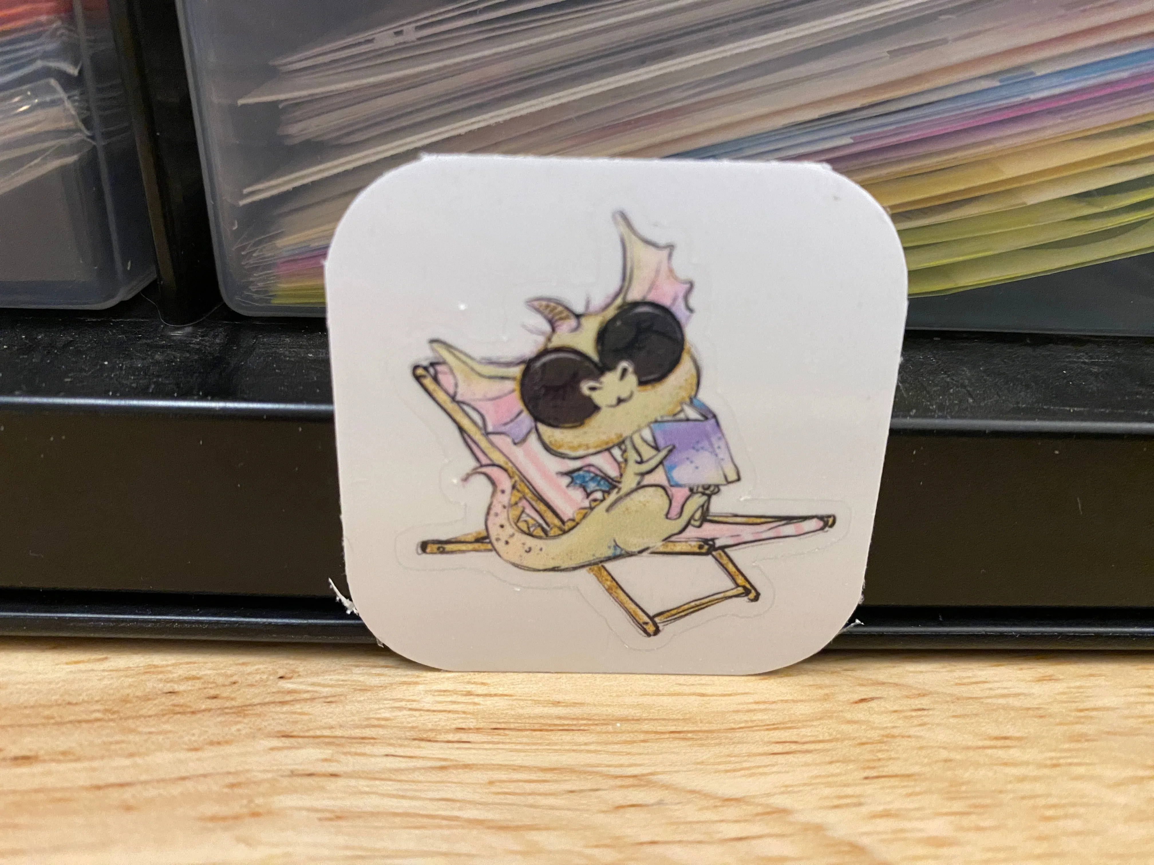 Dragon with Glasses sticker, Cute Dragon Sticker, Dragon Lounging Sticker