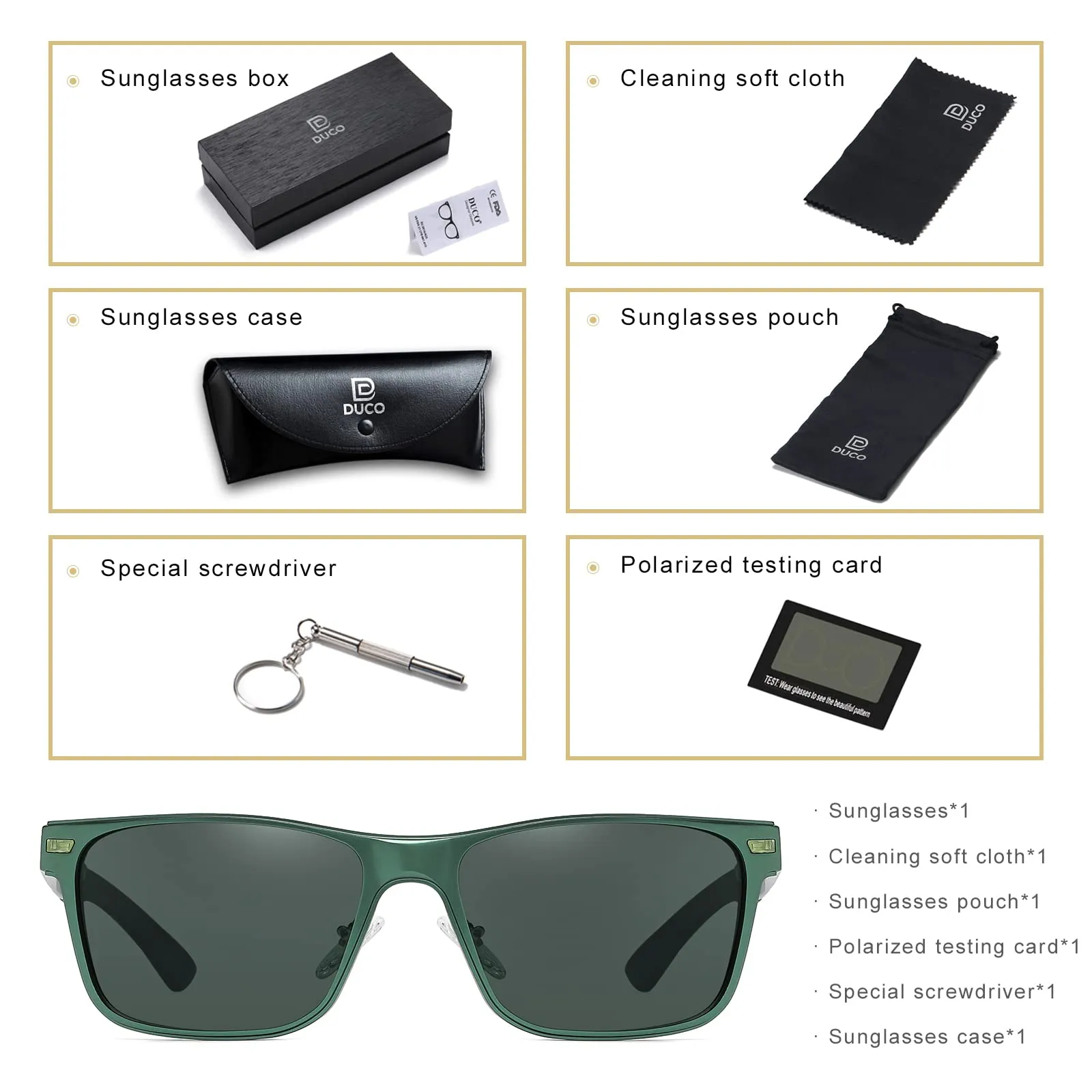 DUCO Polarized Sunglasses Sports Shades 100%UV Protection 8207