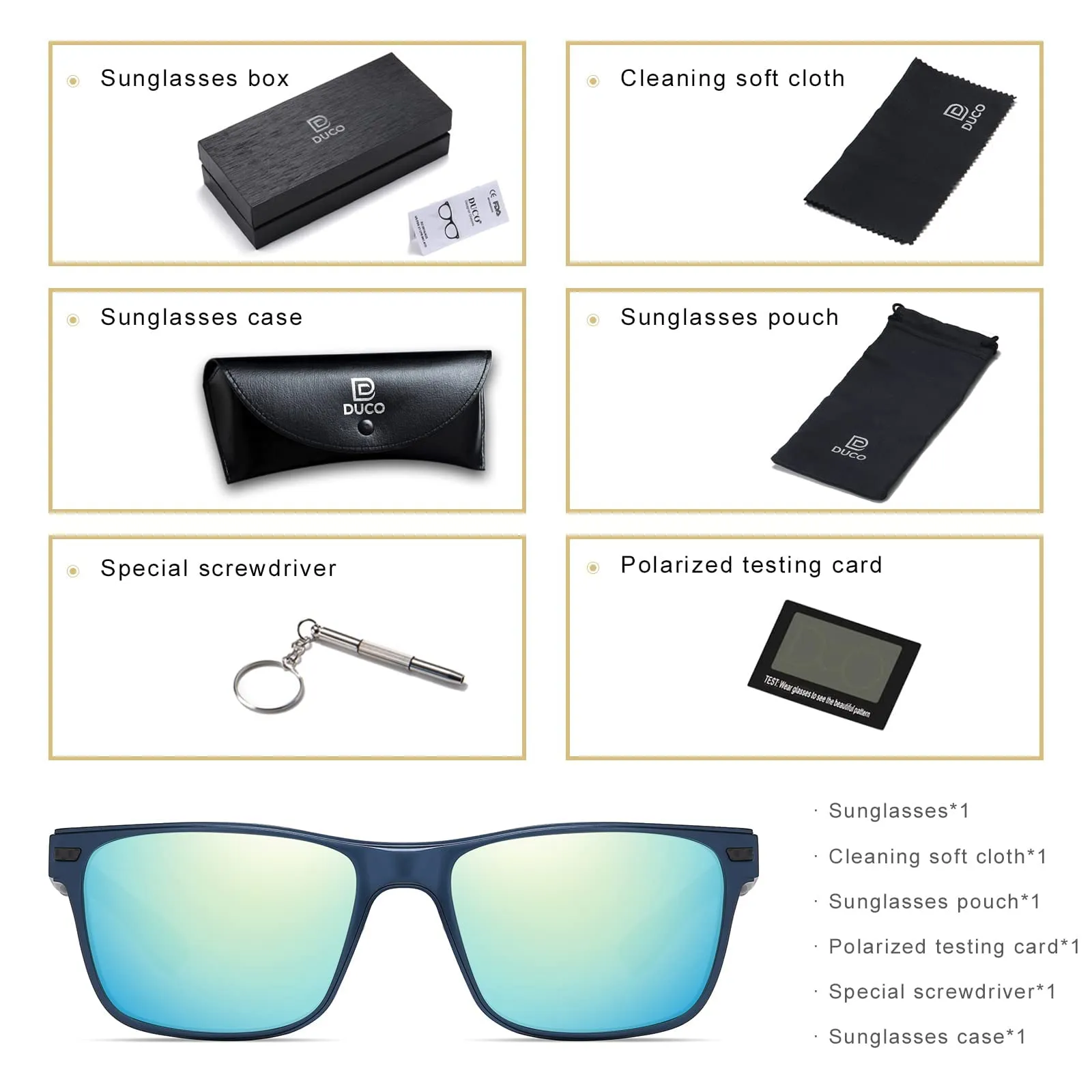 DUCO Polarized Sunglasses Sports Shades 100%UV Protection 8207
