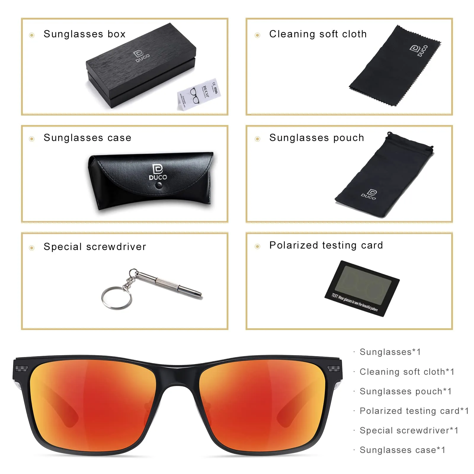 DUCO Polarized Sunglasses Sports Shades 100%UV Protection 8207