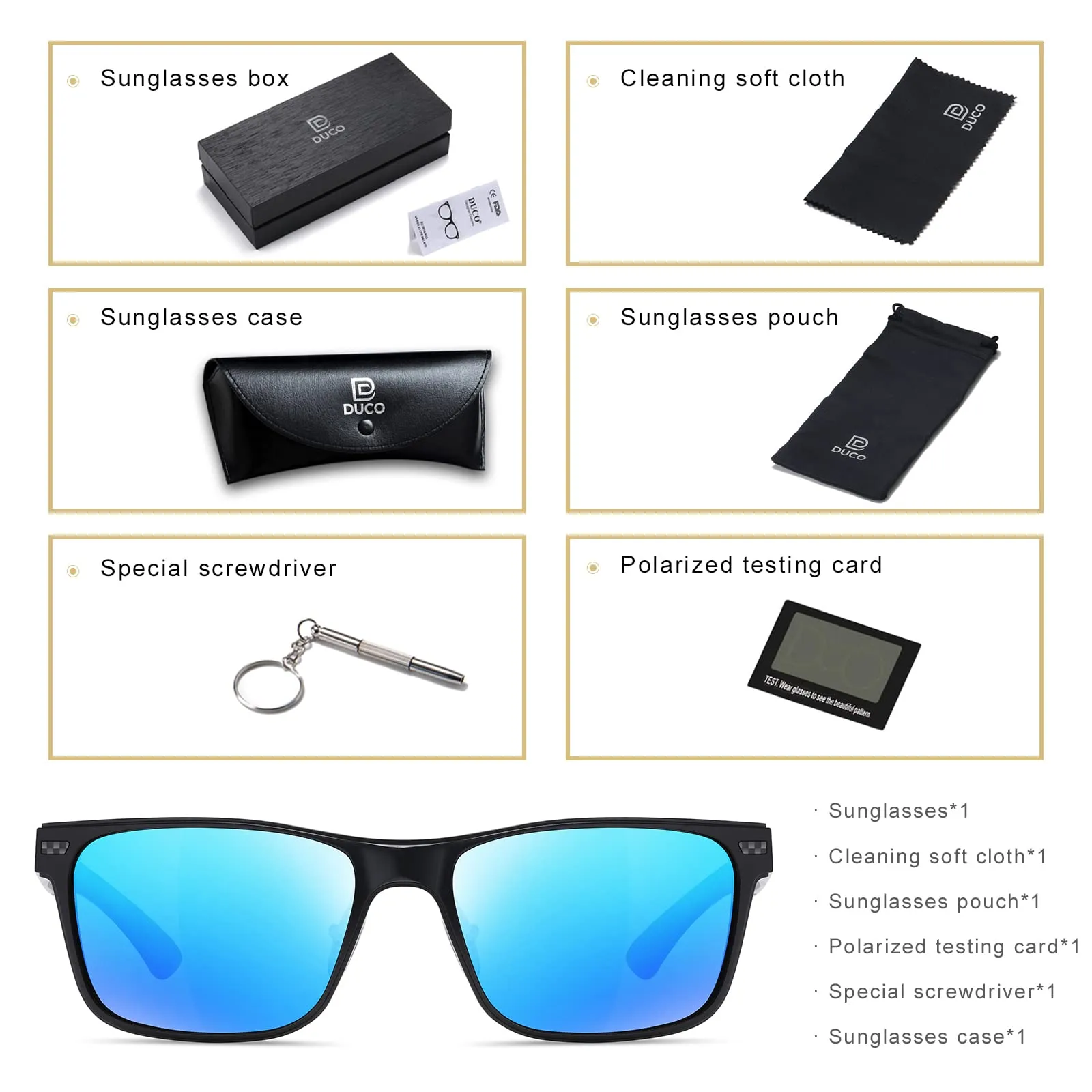DUCO Polarized Sunglasses Sports Shades 100%UV Protection 8207