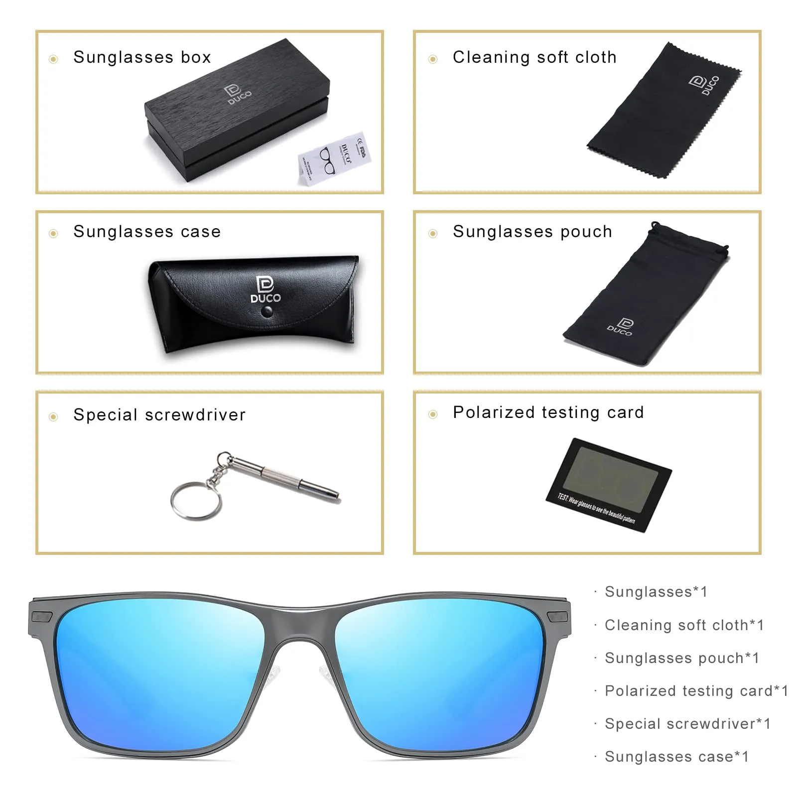 DUCO Polarized Sunglasses Sports Shades 100%UV Protection 8207