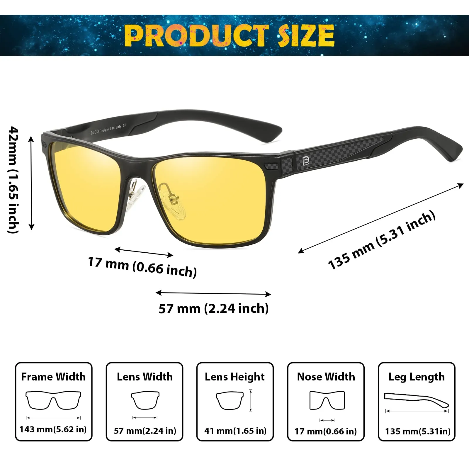 DUCO Polarized Sunglasses Sports Shades 100%UV Protection 8207
