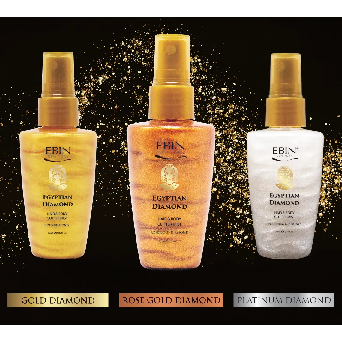 Ebin New York: Egyptian Diamond Hair & Body Glitter Mist - Rose Gold