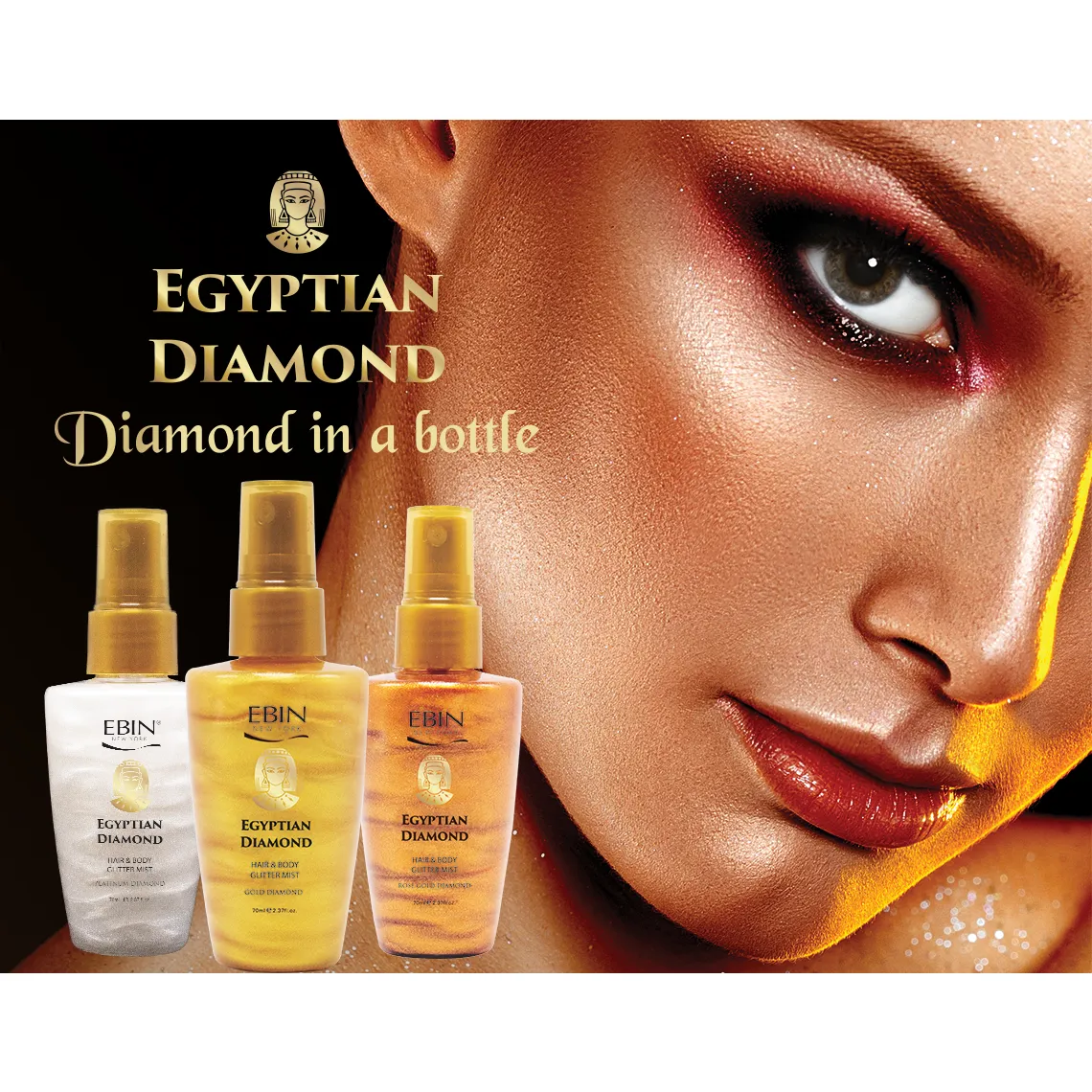 Ebin New York: Egyptian Diamond Hair & Body Glitter Mist - Rose Gold