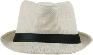 ECYC Ltd Unisex Straw Fedora Hat Panama Straw Hat Jazz Hat Cap Short Brim Hat Straw Sun Hat Summer Beach Hat for Women Men