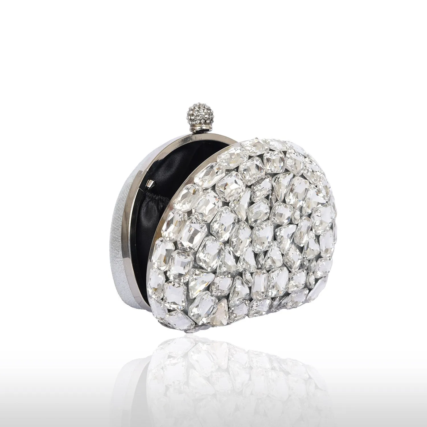 Elegant Silver Embellished Clutch | C1007S