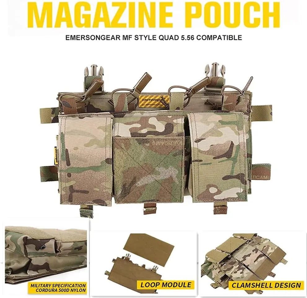 EMERSONGEAR Tactical Plate Carrier Placard Triple Mag Pouch Tactical Vest Chest Rig Bag