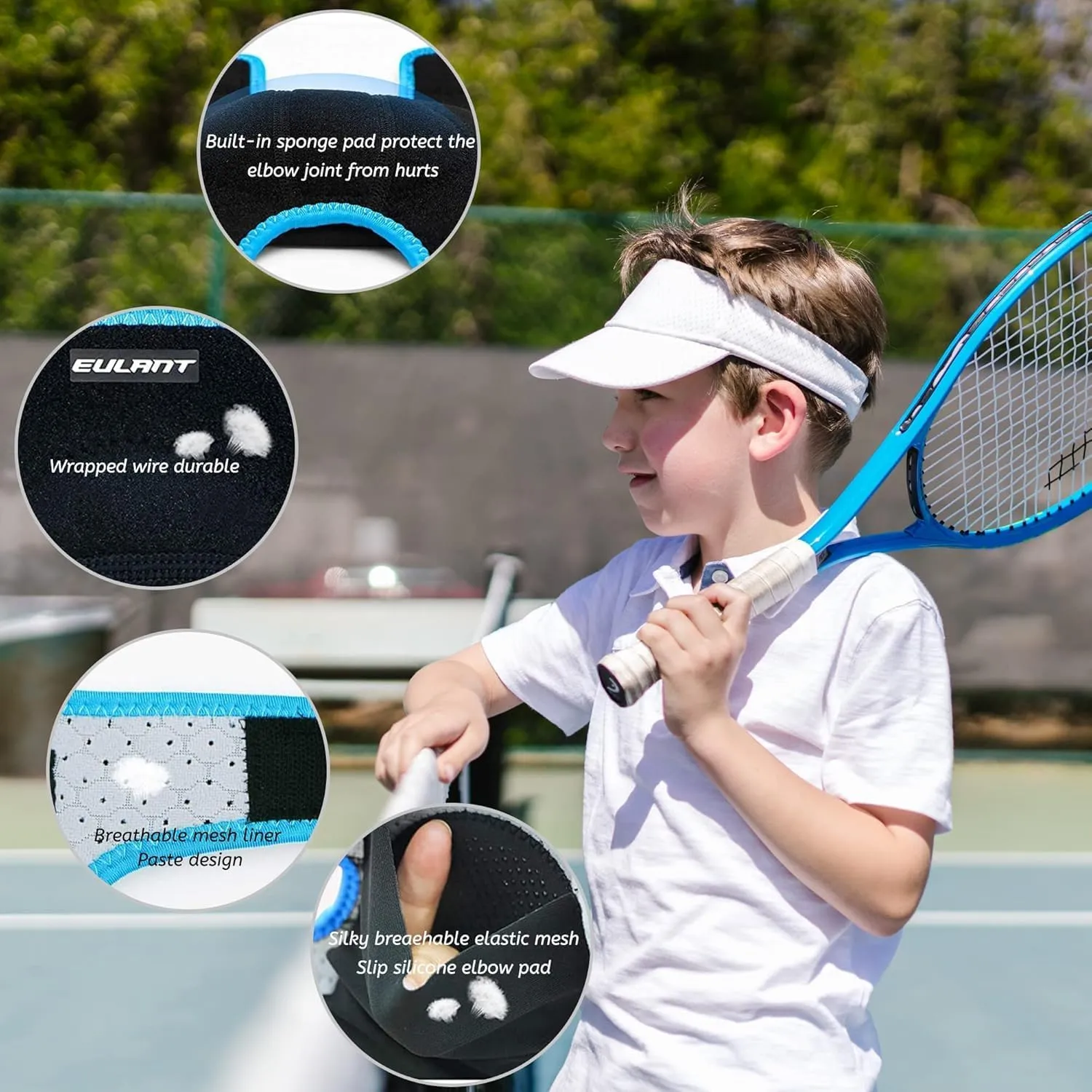 EULANT Elbow Pads for Kids Junior Youth, Toddler, Soft & Breathable Elbow Pad for Biking Volleyball Basketball Football Skating Dancing Crawl, Child Elbow Pads with Thicken Sponge Padding