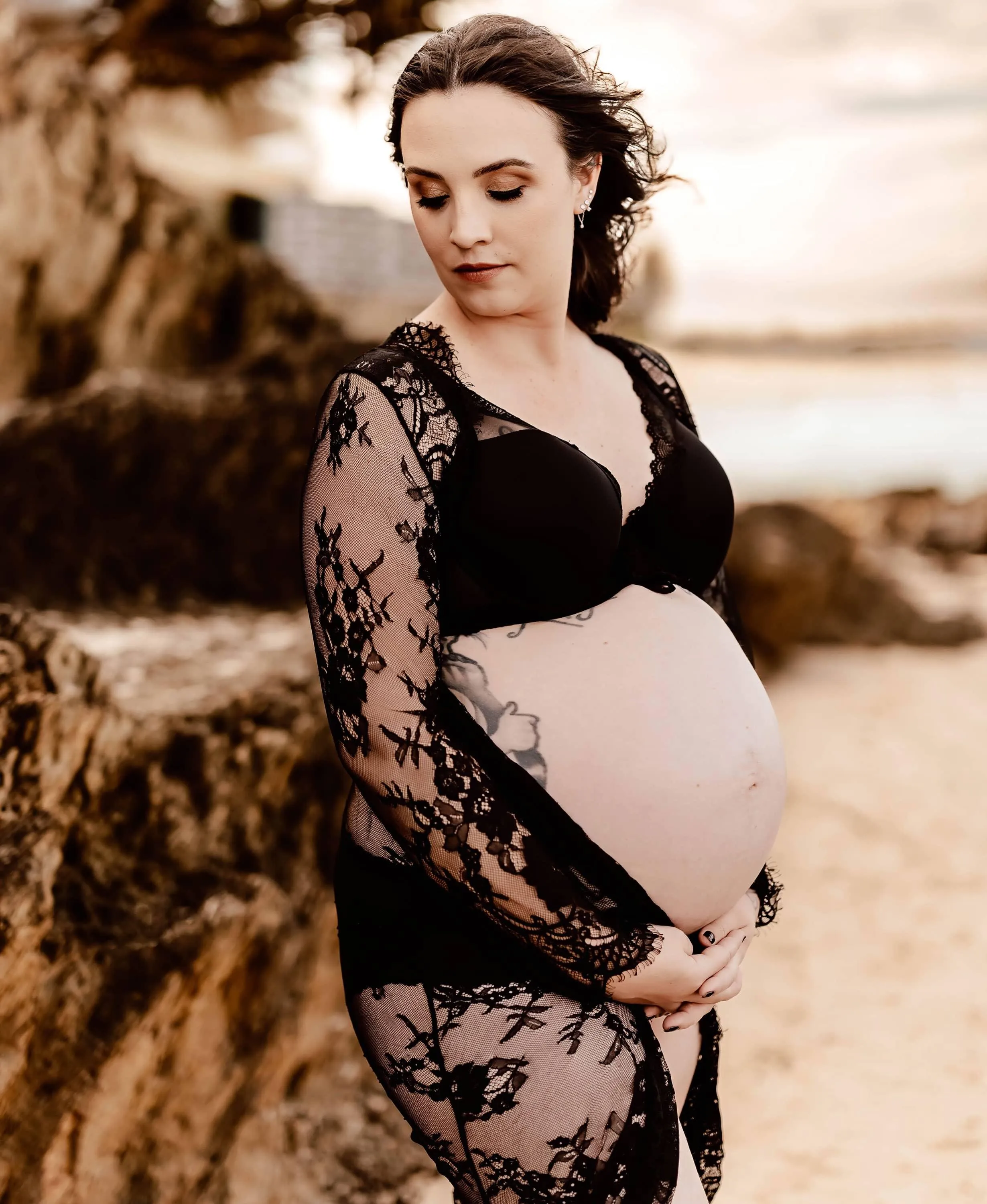 Eve Lace Kimono - Black