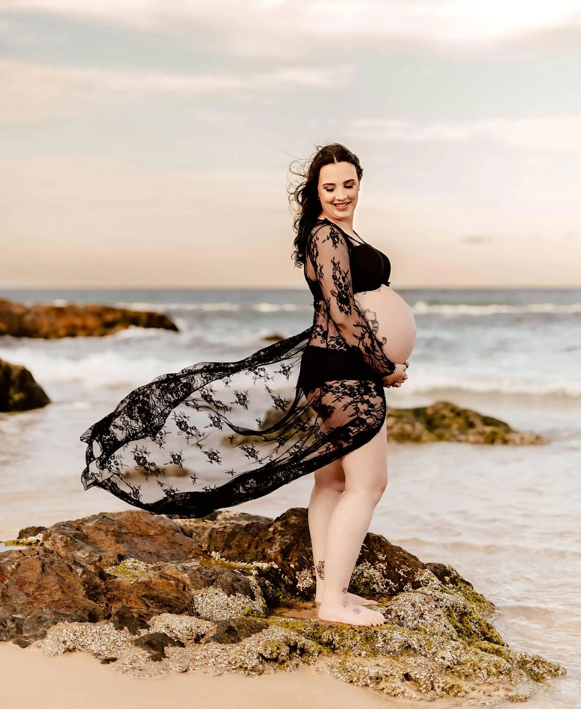 Eve Lace Kimono - Black