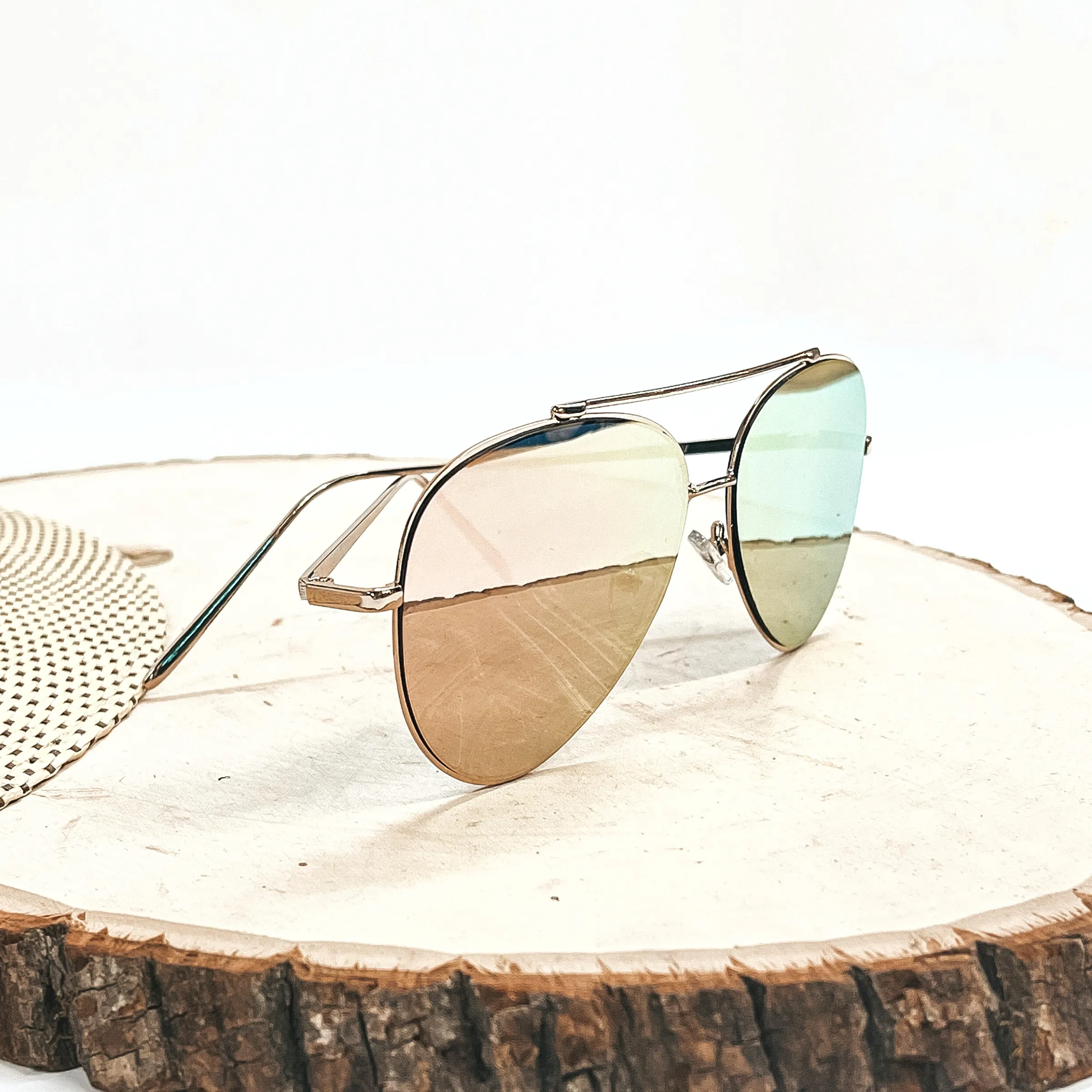 Fall For Me Aviator Style Holographic Sunglasses