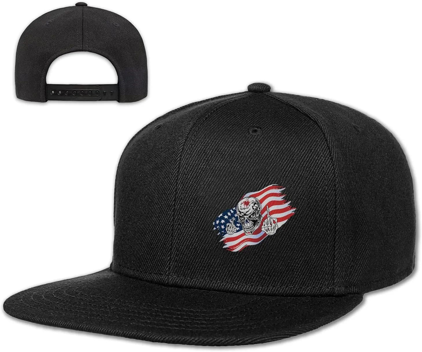 Flat Bill Hats for Women Skeleton Hand Rose Flat Bill Hat Mens Snap Back Hats Vintage Flat Brim Hat
