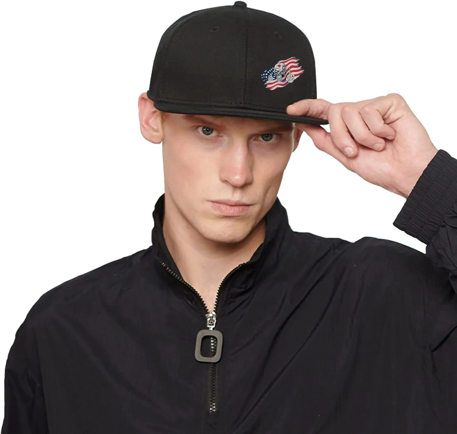 Flat Bill Hats for Women Skeleton Hand Rose Flat Bill Hat Mens Snap Back Hats Vintage Flat Brim Hat