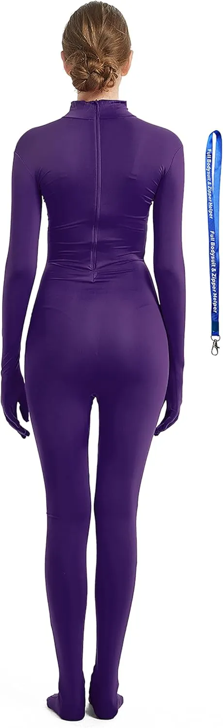 Full Bodysuit Include Zipper Helper Womens Costume Without Hood Spandex Zentai Unitard Body Suit