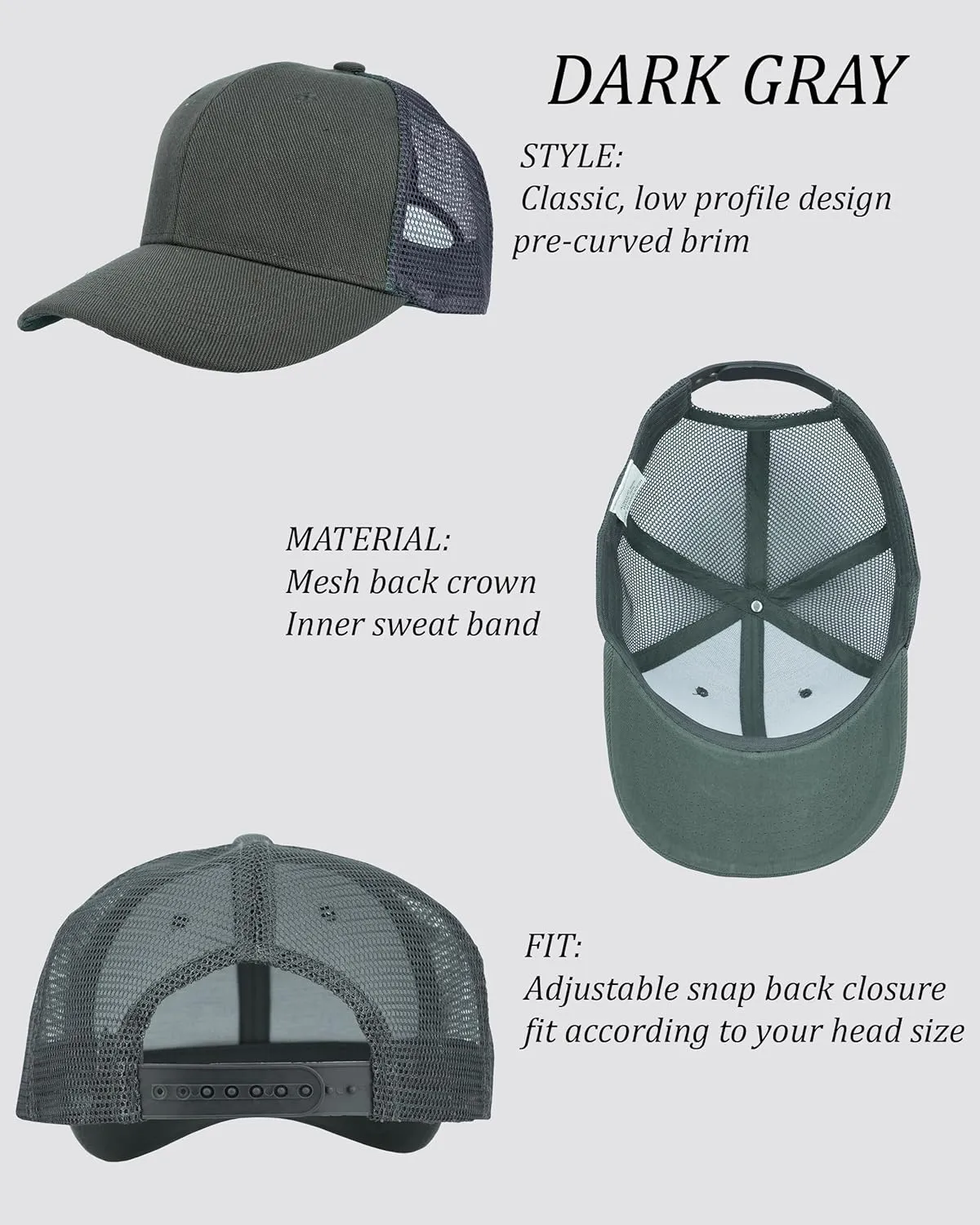 Gelante Mesh Trucker Baseball Cap Snapback Hat Structured Front Panel