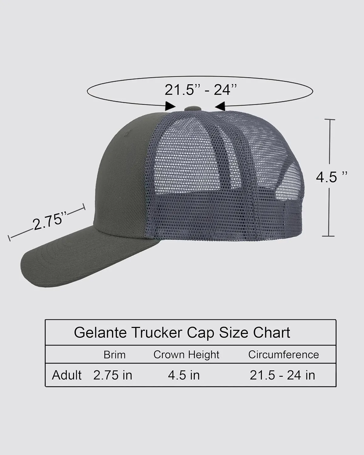 Gelante Mesh Trucker Baseball Cap Snapback Hat Structured Front Panel