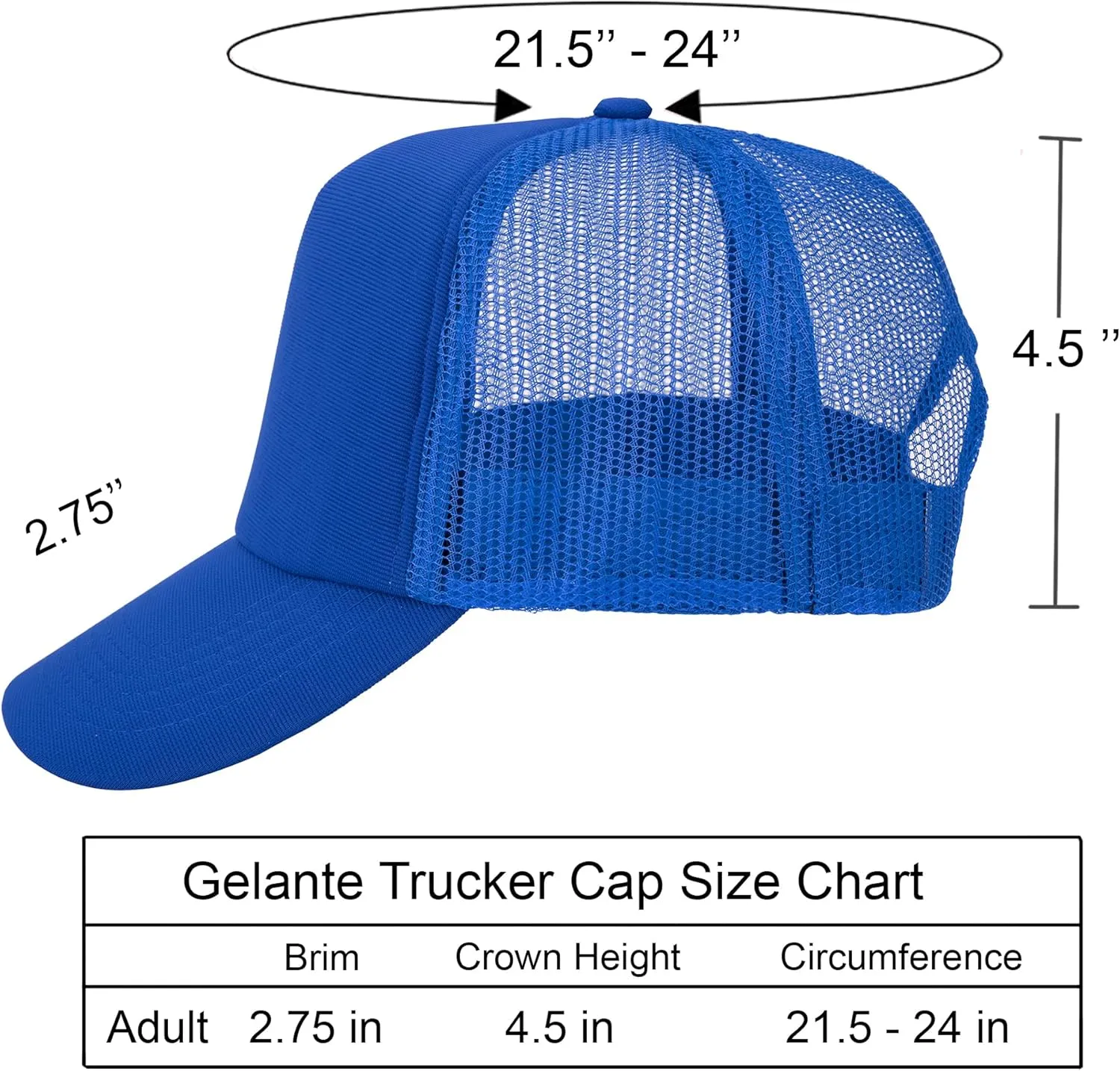 Gelante Polyester Foam Front, Mesh Back 5 Panel Sublimation Trucker Baseball Cap Snapback Hat
