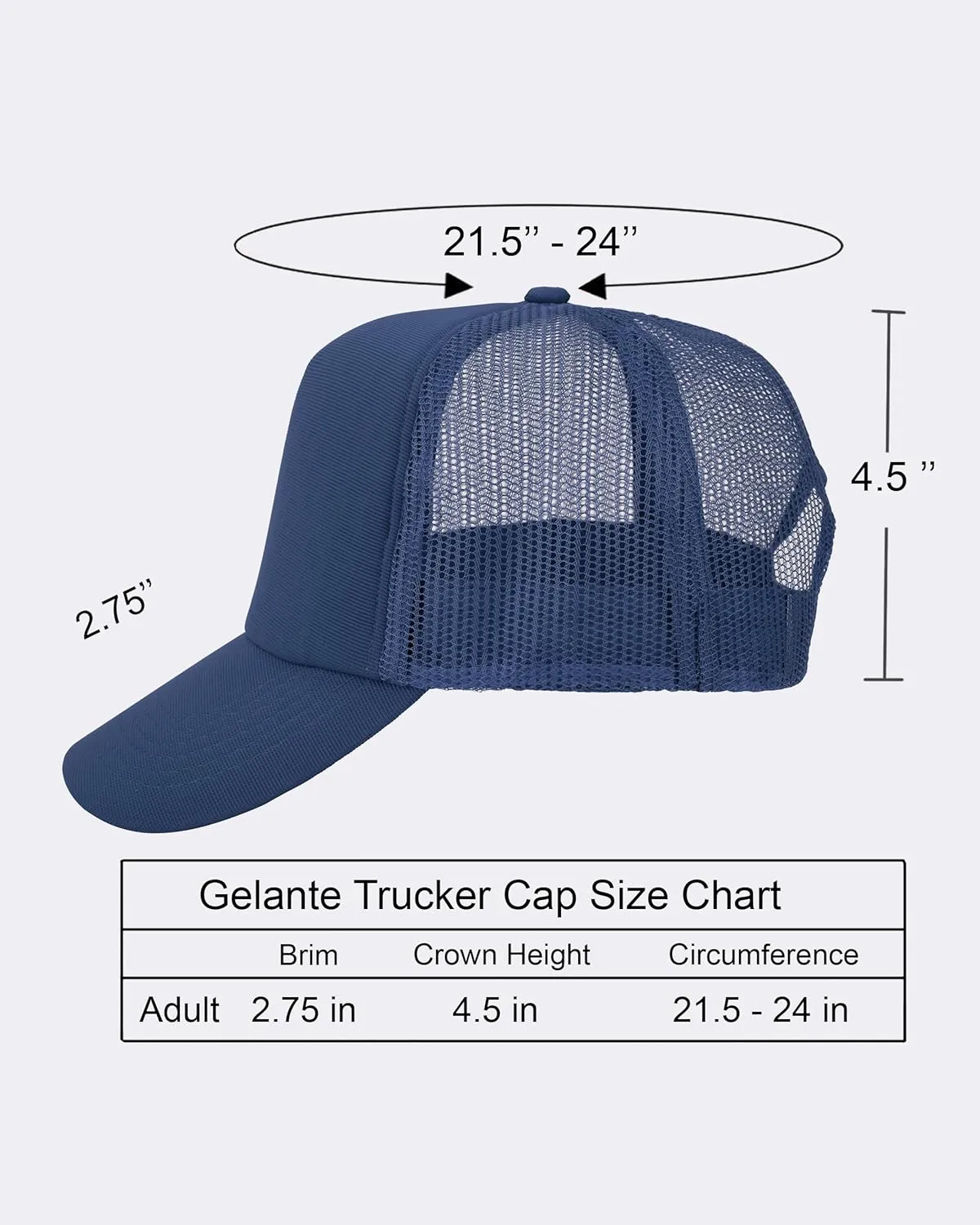 Gelante Polyester Foam Front, Mesh Back 5 Panel Sublimation Trucker Baseball Cap Snapback Hat
