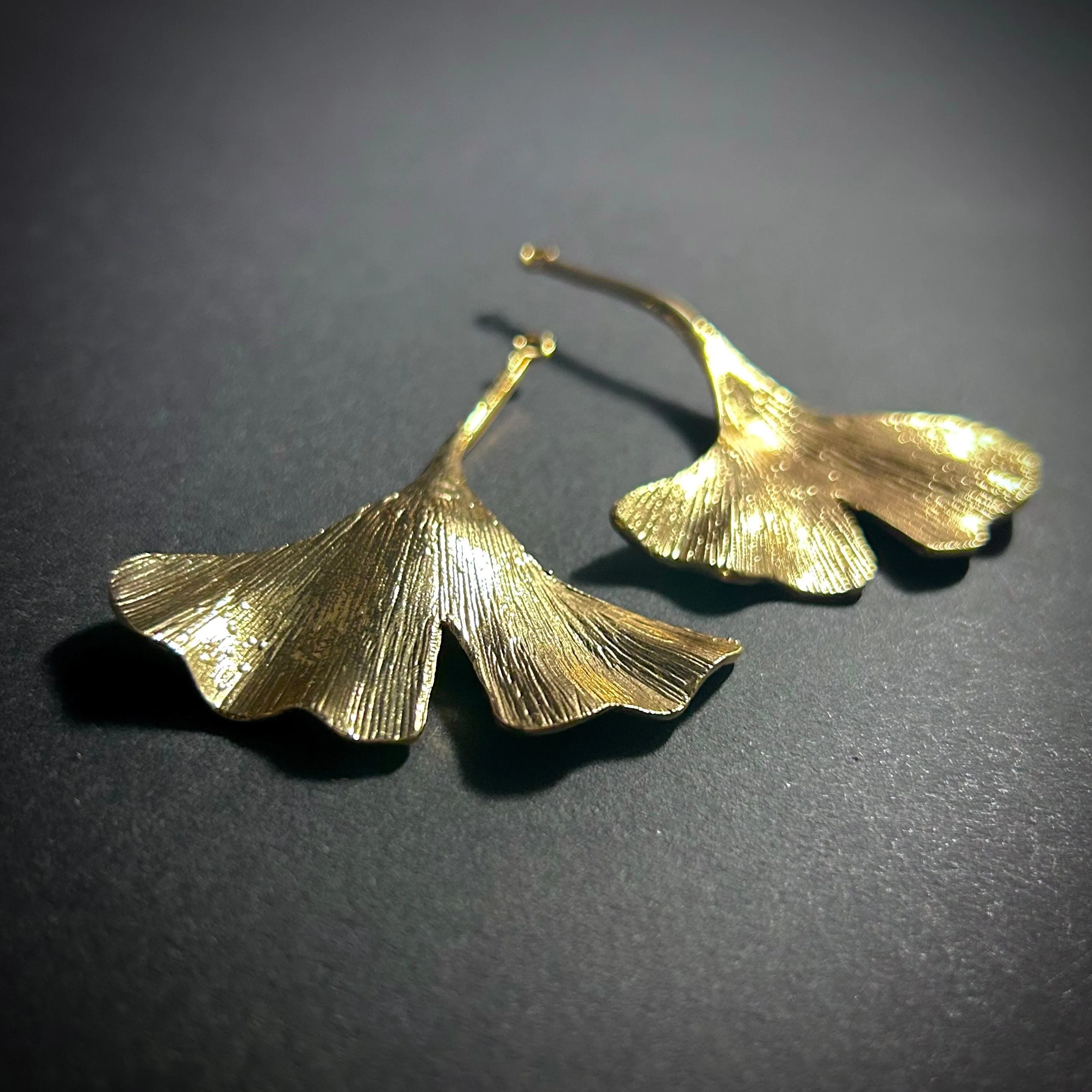 Ginkgo Leaf Gold Ear Jackets (No Stud Earrings Included)