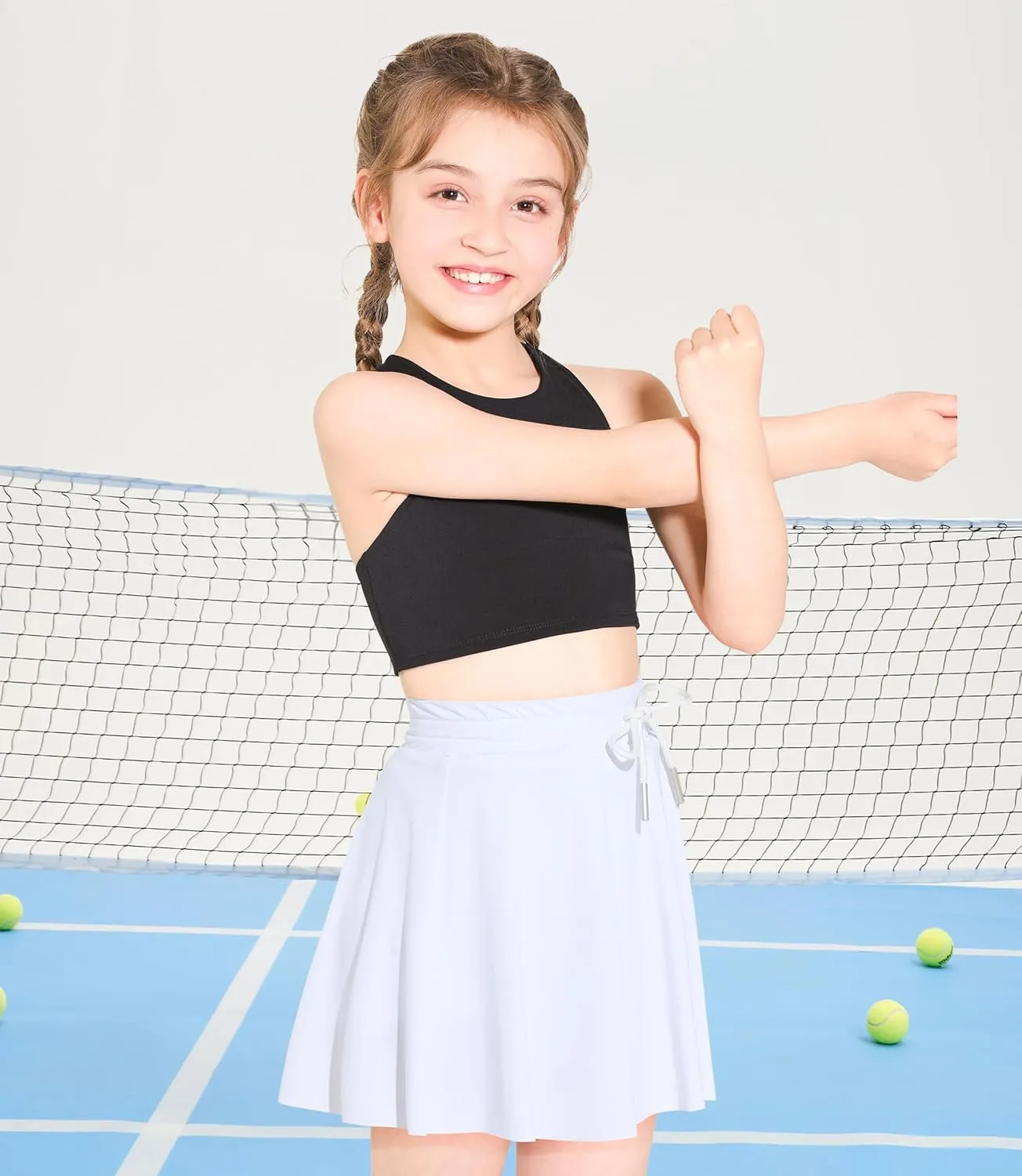 Girls Training Bra Scoop Neck Sports Bra for Teens Kids Strappy Back Dance Yoga Crop Tops
