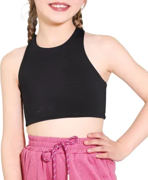 Girls Training Bra Scoop Neck Sports Bra for Teens Kids Strappy Back Dance Yoga Crop Tops