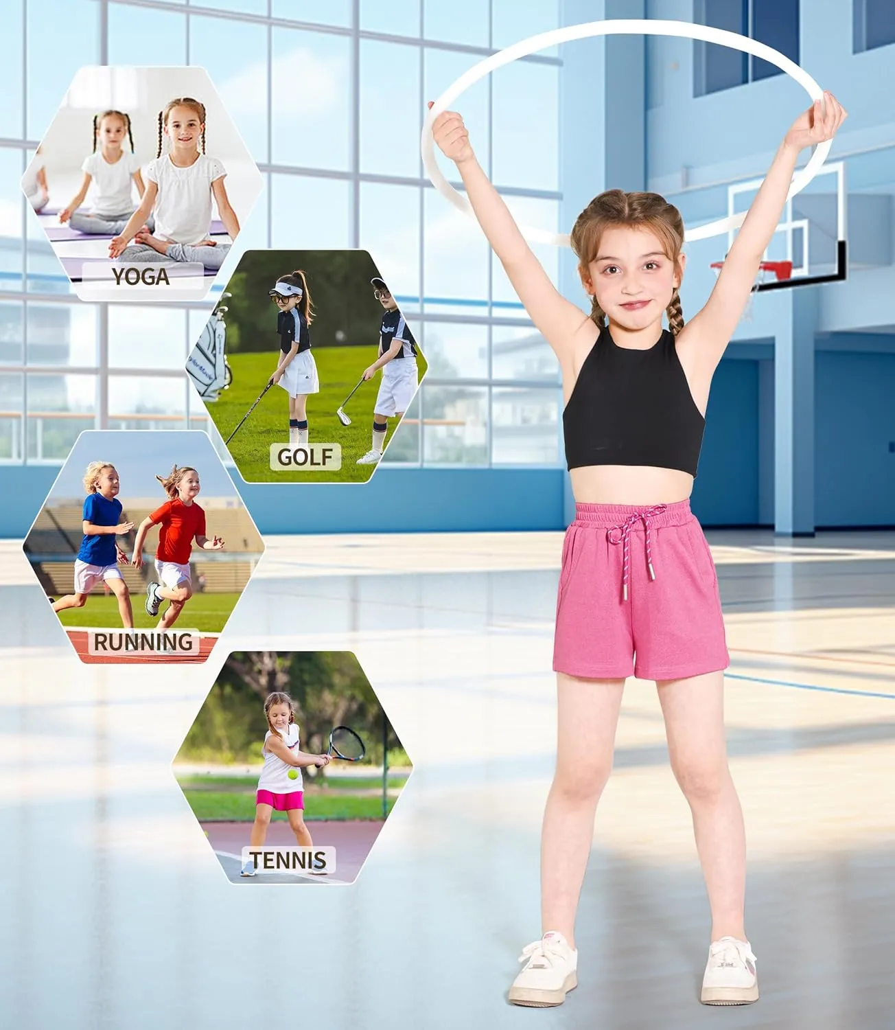 Girls Training Bra Scoop Neck Sports Bra for Teens Kids Strappy Back Dance Yoga Crop Tops