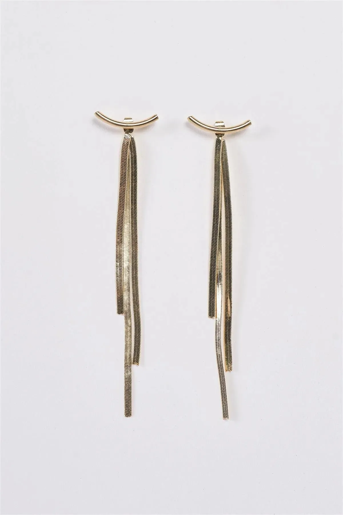Gold Geometric Long Tassel Snake Chain Ear Jackets Bar Drop Earrings /3 Pairs