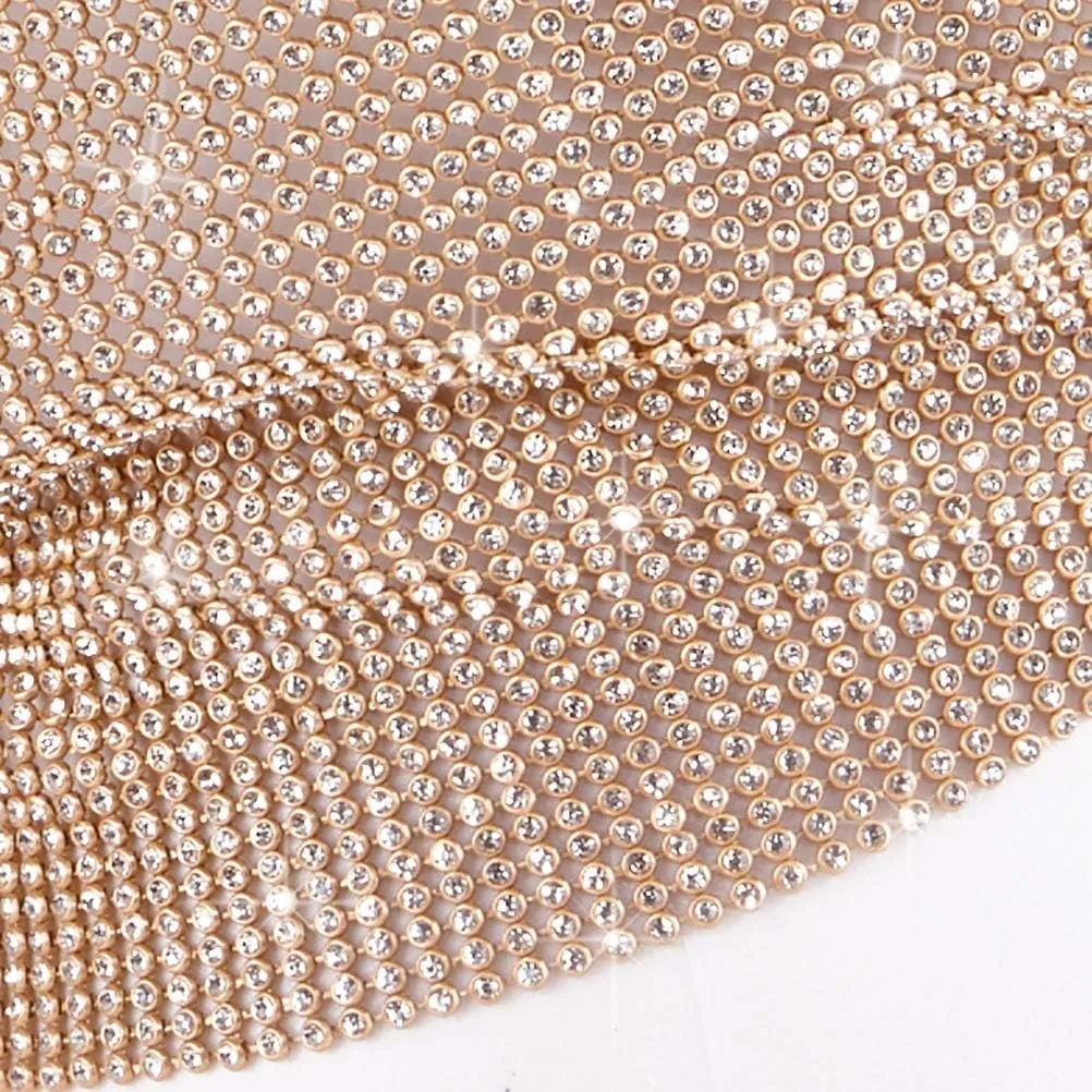 Gold Sexy Tops for Women Sparkly Deep V Neck Crop Tank Tops Cami Body Chain Top