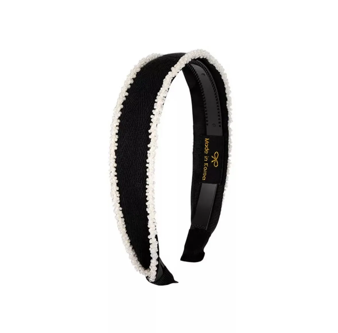 Gorgeous Rice Bead Velvet Headband - Black