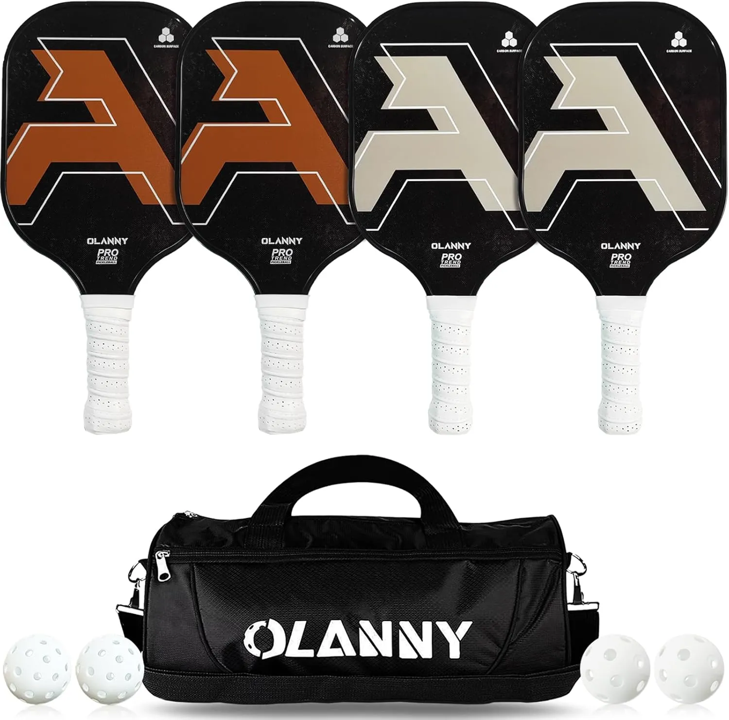 Graphite Pickleball Paddles Set- Premium Rackets Fiber Face & Polymer Honeycomb Core Pickleball Set Includes Pickleball Paddles   Pickleball Balls  Replacement Soft Grip   1 Bag