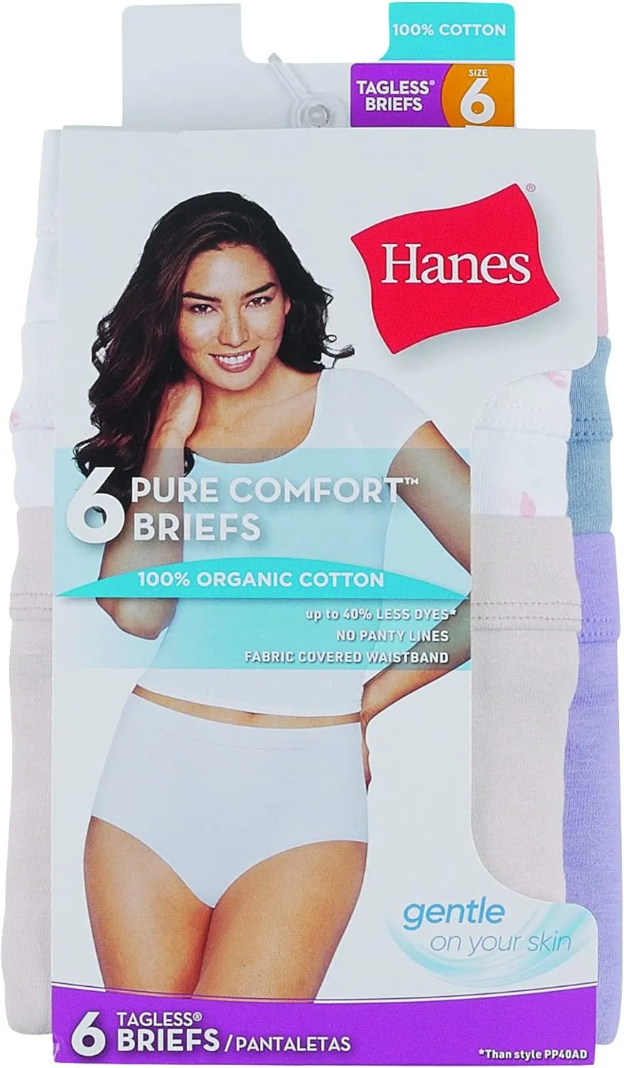 Hanes Women's Organic Cotton Panties Pack, ComfortSoft Underwear, 6-Pack (Colors May Vary)