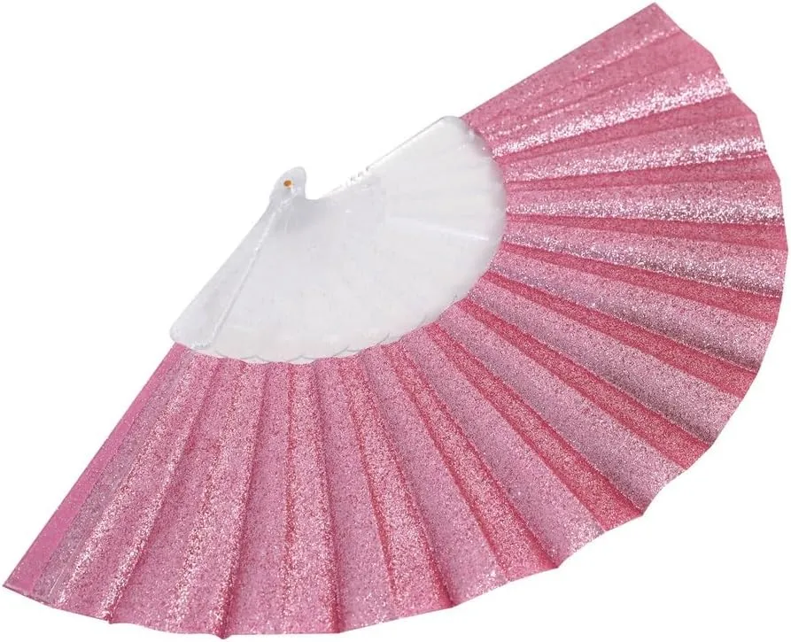 HeyToo Glitter Women Handheld Fan with Shining Transparent Fan Rib for Wedding,Church,Festival,Dance,Party Prom,Club,EDM Accessory Pink