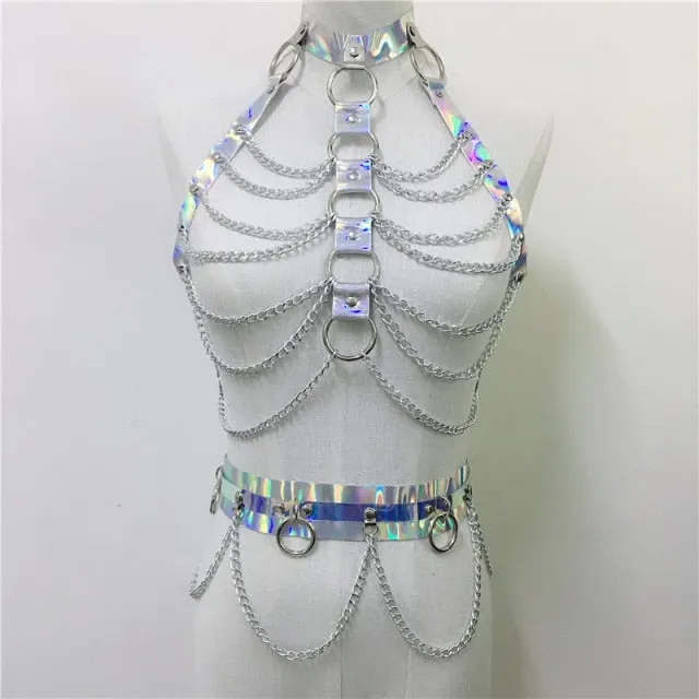 Holographic Bra & Belt Set