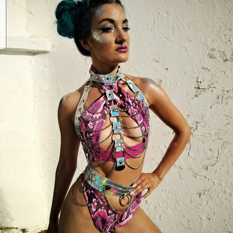 Holographic Bra & Belt Set