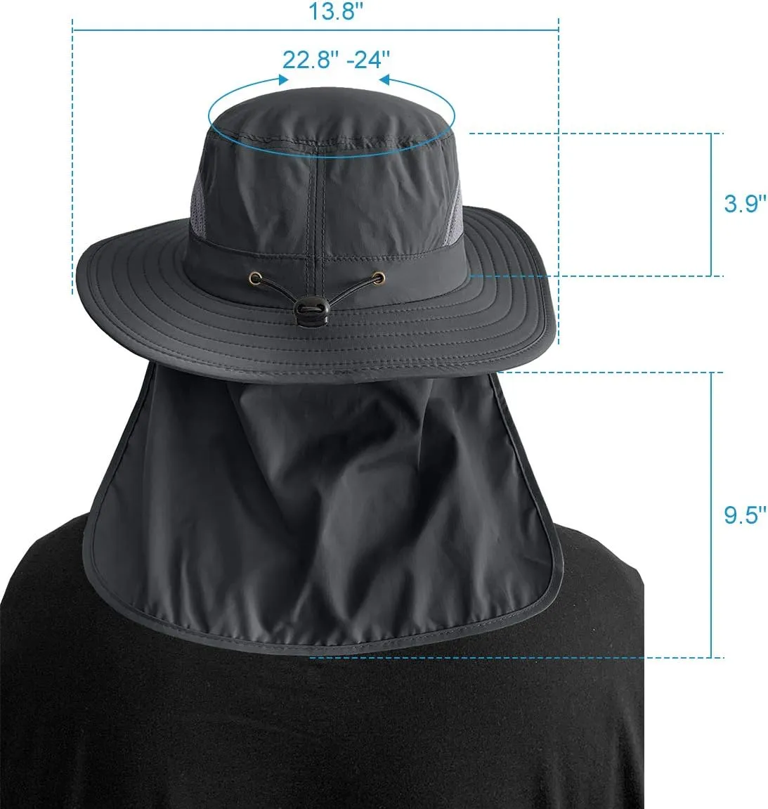 IYEBRAO 2 Pack Mens UV Protection Sun Hat with Neck Flap Summer Foldable Mesh Boonie Cap for Fishing Hiking Garden Work