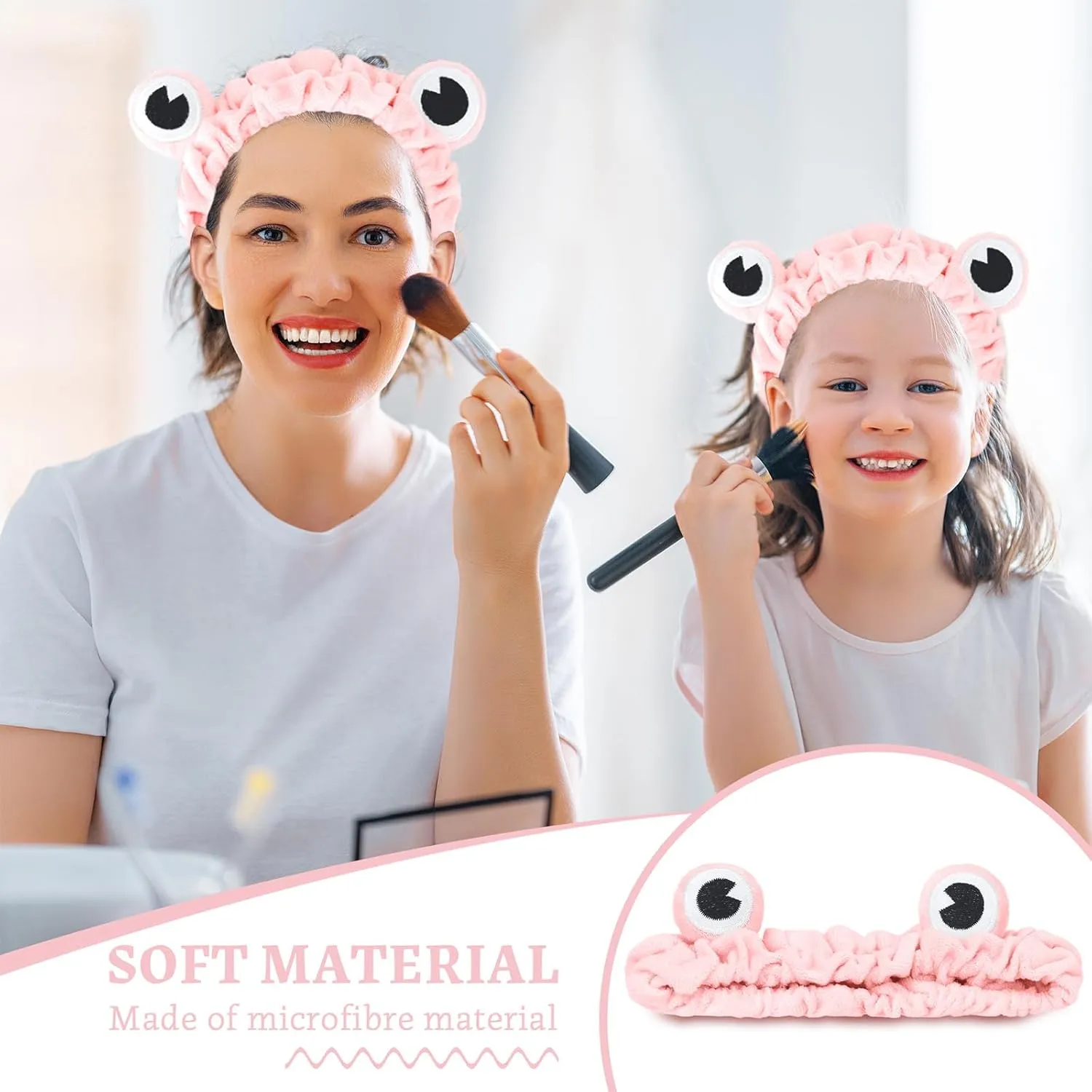 Jowmoy Pink Frog Eye Elastic Headband - Versatile for Spa, Skincare, Makeup, Face Wash, Fun Gift for Women (1 Pack)