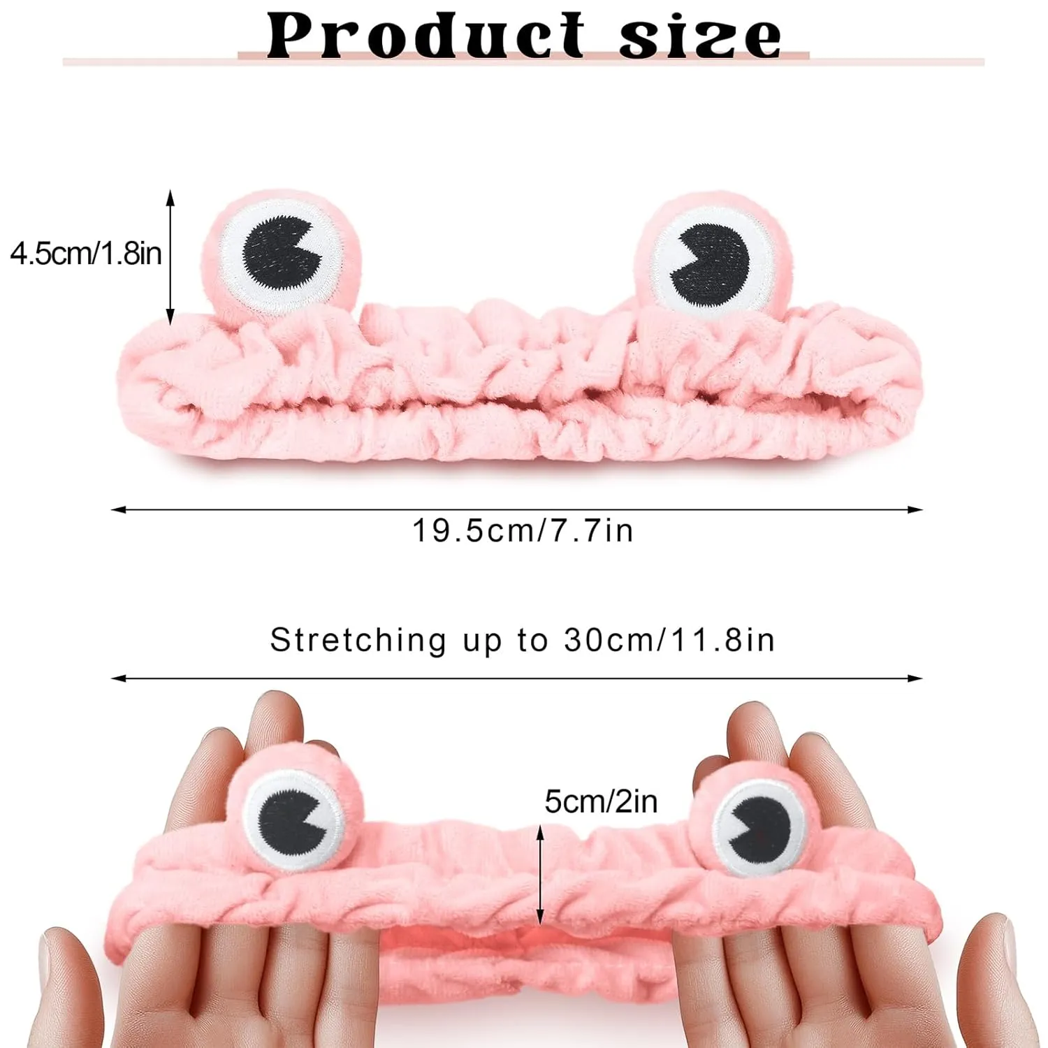 Jowmoy Pink Frog Eye Elastic Headband - Versatile for Spa, Skincare, Makeup, Face Wash, Fun Gift for Women (1 Pack)