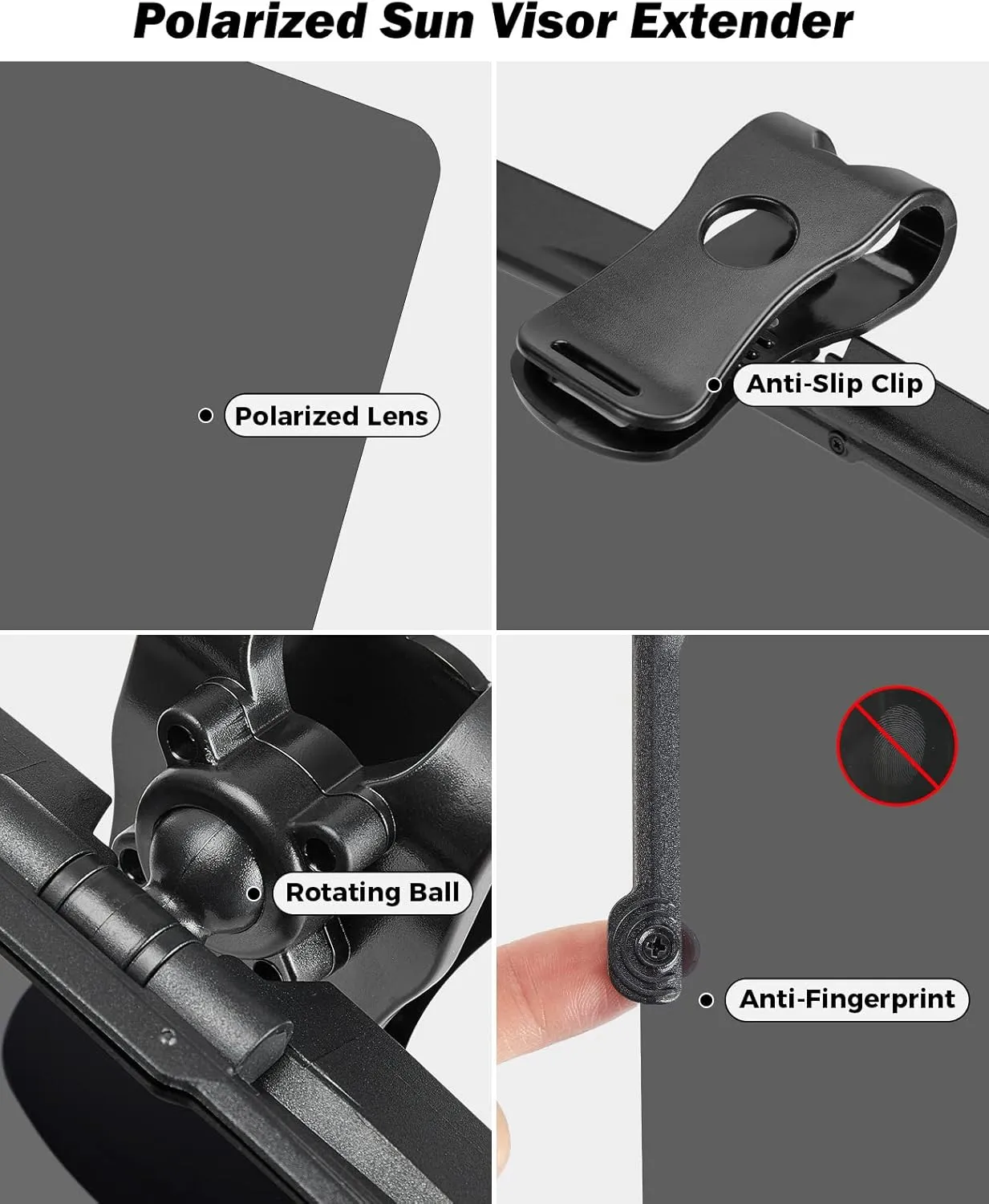 JOYTUTUS Sun Visor Extender for Car - Universal Anti-Glare Polarized UV400 Protection, Easy to Install, Safe Driving Extension for Glare/UV Ray/Stray Light