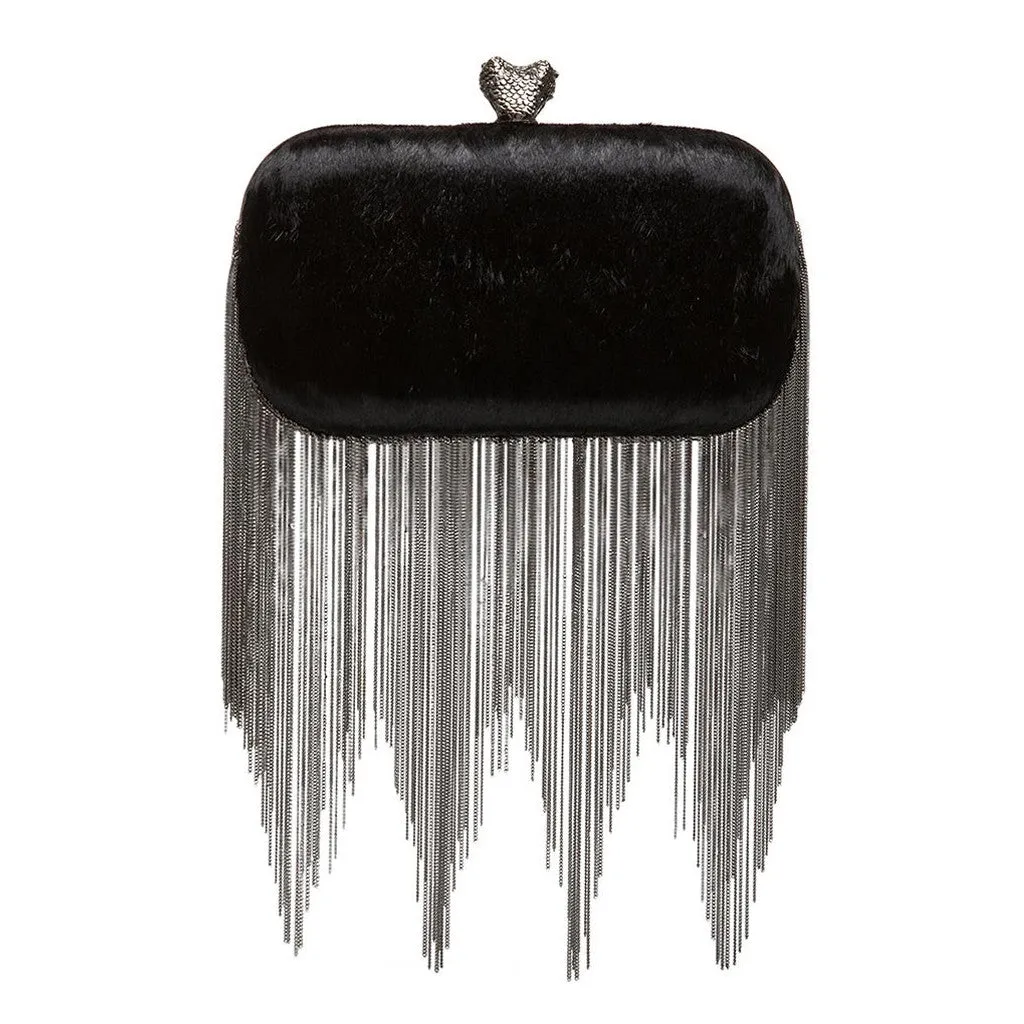 Jude Calf Hair Black - Clutch