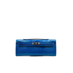 Kelly Cut Pochette 7Q Mykonos In Shiny Niloticus Crocodile PHW Stamp T